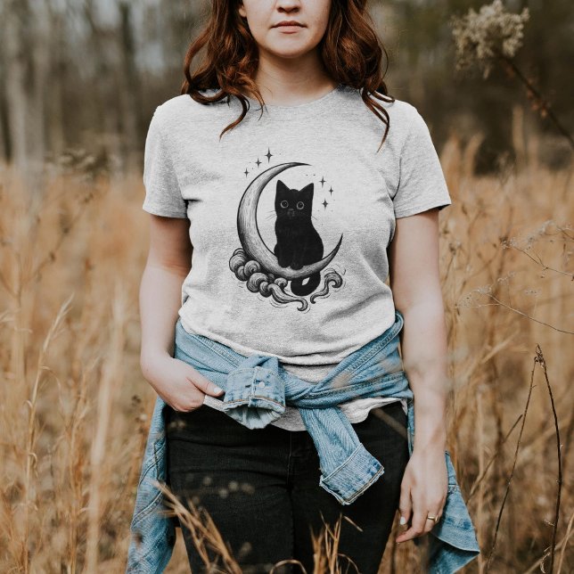 Moletom Familiar da Lua - Gato Negro na Lua Crescente (Criador carregado)