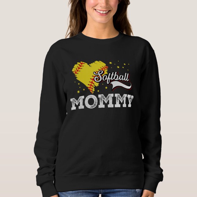 Moletom Family Softball Palyer Mommy Softball Mother Grand (Frente)
