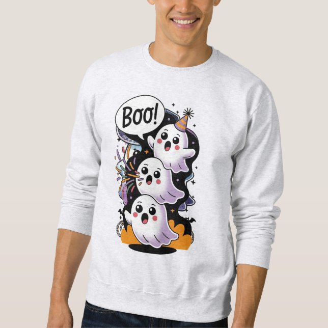 Moletom Fantasma Boo de Halloween Fofo (Frente)