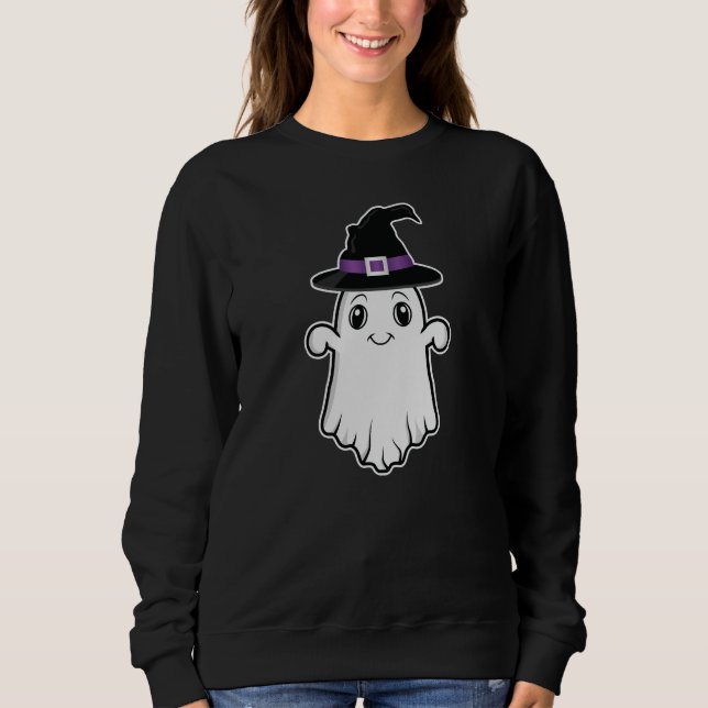 Moletom Fantasma de desenho animado fofo com chapéu de bru (Frente)