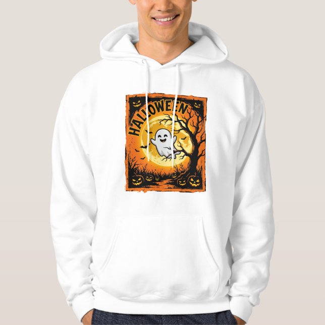 Moletom Fantasma de Halloween Abóbora Árvore Assombrada (Frente)