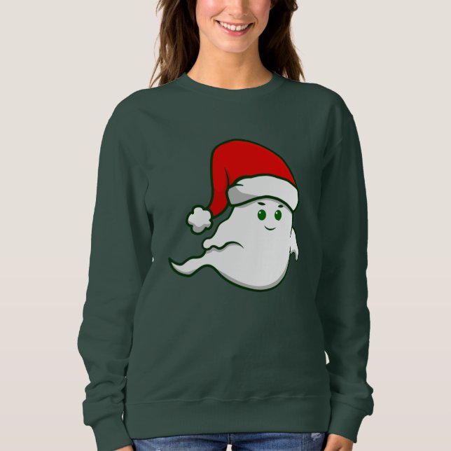 Moletom Fantasma de Natal feio assustador verde assustador (Frente)