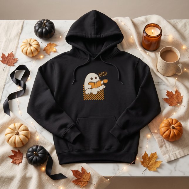 Moletom Fantasma Fofo Assustadorado de Halloween Retrô (Retro Spooky Cute Ghost Halloween Hoodie)