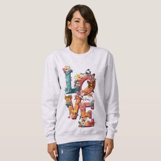 Moletom Fantasma Fofo de Halloween "amor" (Frente Completa)