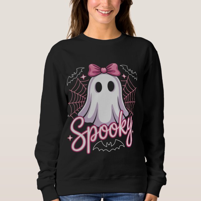 Moletom Fantasma Fofo de Halloween para Mulheres Estética  (Frente)