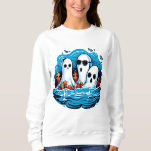 Moletom Fantasmas encarados em folha para o Dia das Bruxas