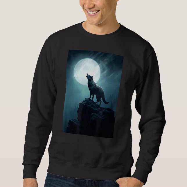 Moletom Fantasy Trabalho de arte Howling Wolf Forest Art M (Frente)