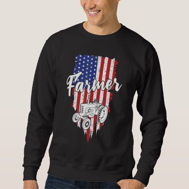 Moletom Farmer American Flag Retro Farming Trator Usa Pat (Frente)