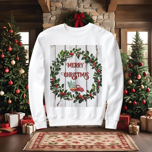 Moletom Farmhouse Russo - Caminhão Vermelho de Madeira em  (Criador carregado)