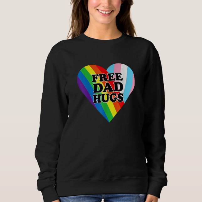 Moletom Father s Day 2023 Free Dad Hugs Transgender Rainbo (Frente)