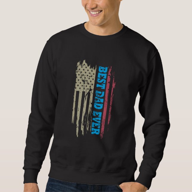Moletom Father s day Best dad ever with US american flag 7 (Frente)