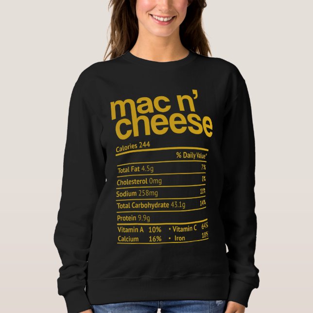 Moletom Fato Nutricional de Mac E Queijo Dia De Ação De Gr (Frente)