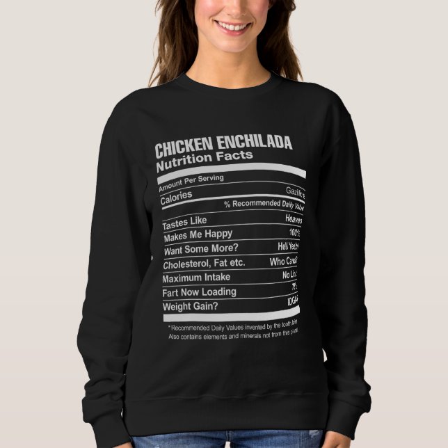 Moletom Fatos de Nutrição de Enchilada de Frango (Frente)