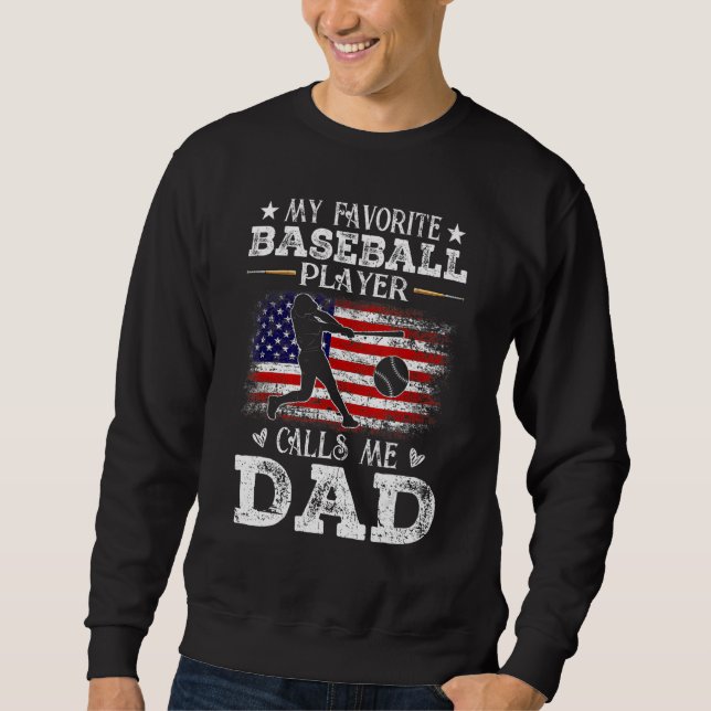 Moletom Favorite Baseball Player Calls Me Dad USA Flag Fat (Frente)