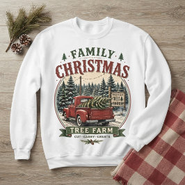 Moletom Fazenda de Árvore de Natal Família Caminhão Vermel