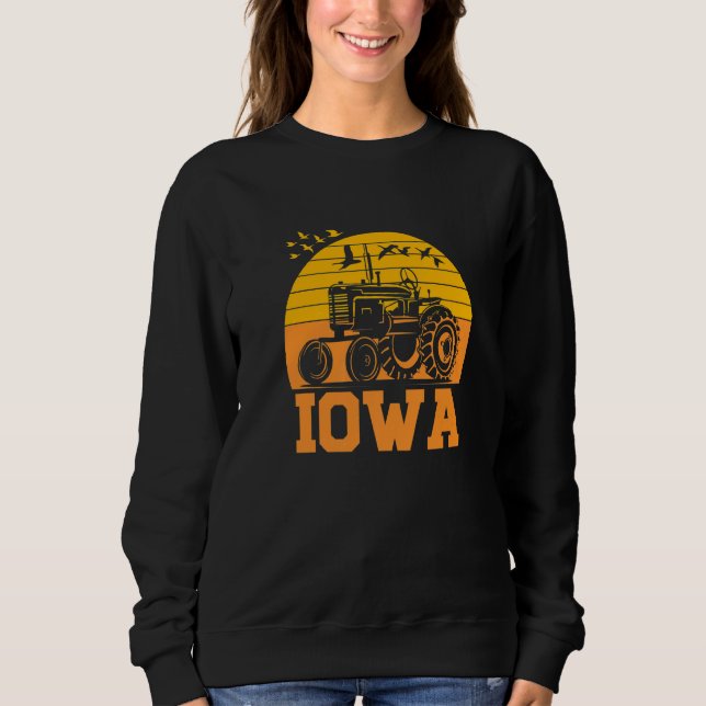 Moletom Fazenda inicial Iowa Native State Trator Retro Sun (Frente)