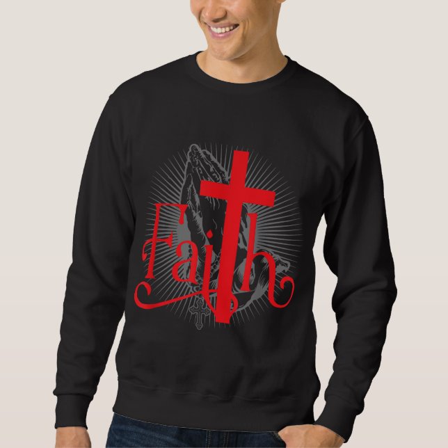 Moletom Fé com a Cruz Cristã e mãos de Oração Jesus (Frente)