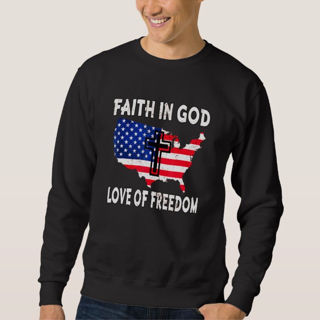 Moletom Fé Love Freedom American Flag Flower For Cristo (Frente)