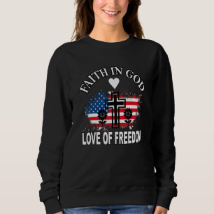 Moletom Fé Love Freedom American Flag Flower For Cristo