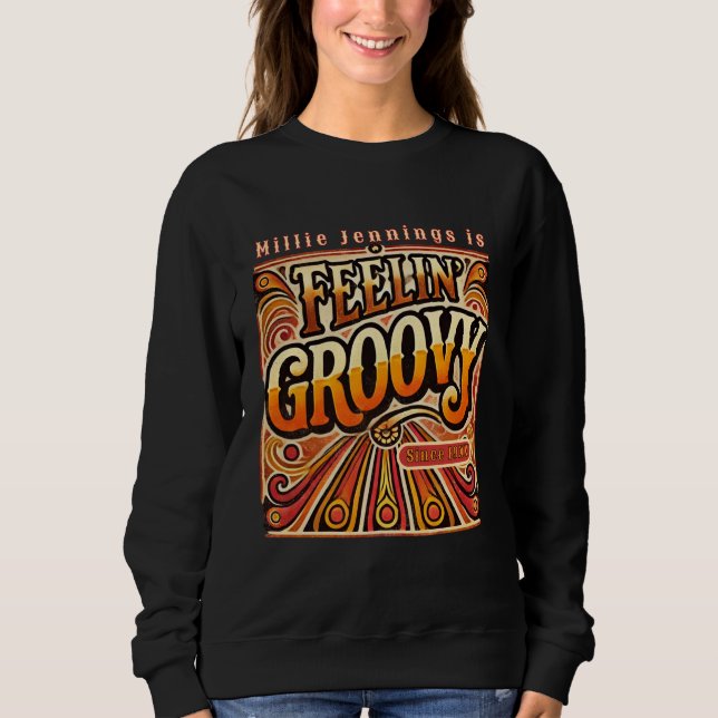 Moletom Feelin Groovy Personalizado Retro 70s Vintage (Frente)