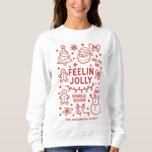 Moletom Feelin Jolly   Porcos de Natal Desenhados à Mão