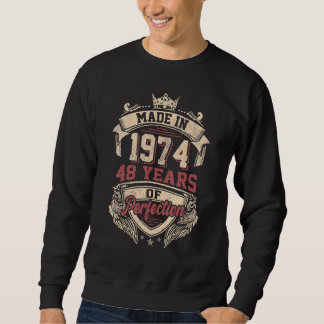 Moletom Feita Em 1974 Vintage 48º Aniversário 48 Anos De