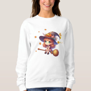 Moletom Feiticeira Corta Adorável voando com vassoura, Hal