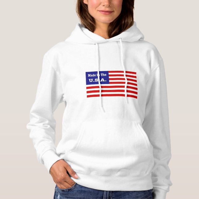 Moletom Feito Nos Estados Unidos, Em Branco Vermelho E Ban (Frente)