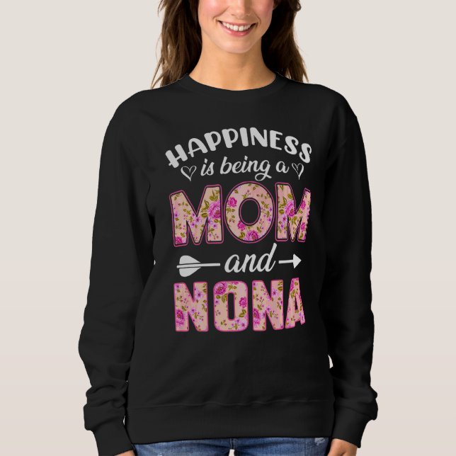 Moletom Felicidade é ser mãe e mãe nona bonita D (Frente)