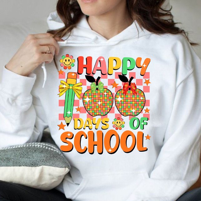 Moletom feliz 100 dias de escola. apreciação dos professor (happy 100 days of school hoodie, teacher gift, teacher appreciation hoodie)