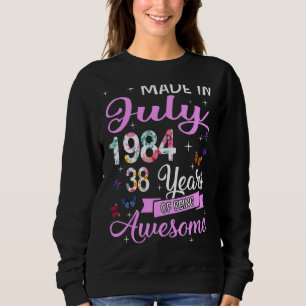 Moletom Feliz 38º Aniversário Feito Em Julho De 1984 38 An