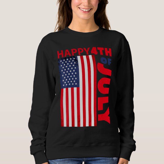 Moletom Feliz 4 De Julho Com Bandeira Dos Eua (Frente)