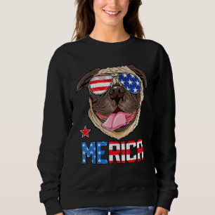 Moletom Feliz 4 De Julho Merica Pug Usa Flag Dog Americano