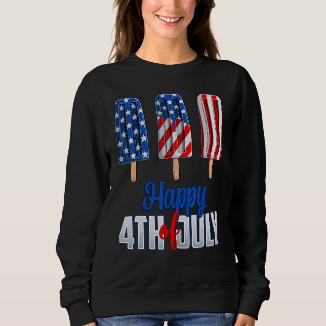 Moletom Feliz 4 de Julho Picolé Vermelho Branco Azul Ameri (Frente)