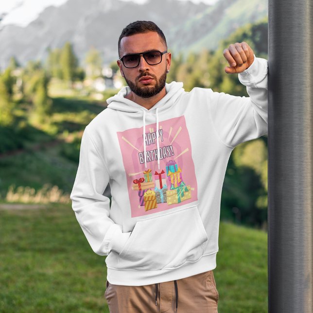 Moletom Feliz Aniversário Presente Em Hoodie Rosa (Criador carregado)