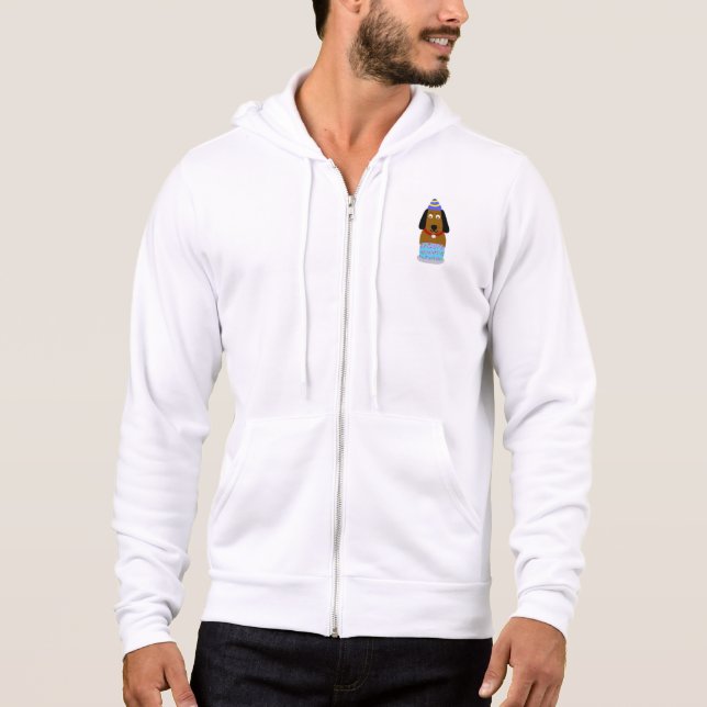 Moletom Feliz Aniversário Pup Cheio masculino-Zip Hoodie (Frente)