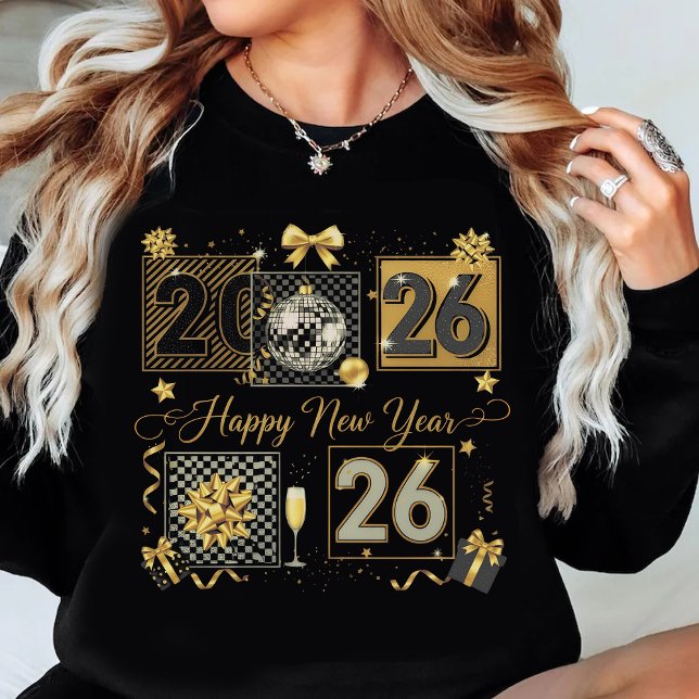 Moletom Feliz Ano Novo 2026 Celebração Dourada Brilhante (Criador carregado)