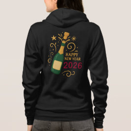 Moletom Feliz Ano Novo 2026 Champanhe Casaco com Capuz e F