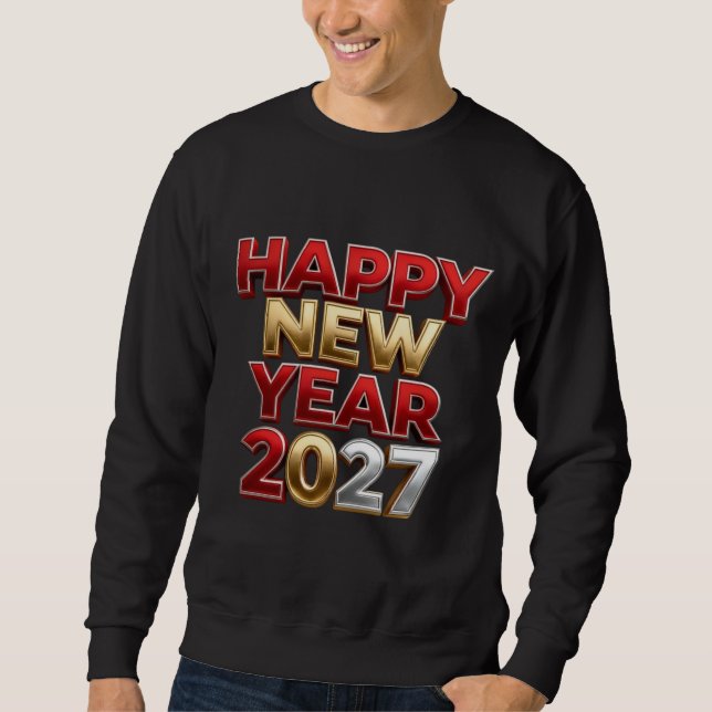 Moletom Feliz Ano Novo 2027 Família Combinando (Frente)