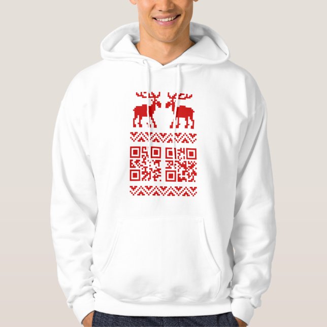Moletom Feliz ano novo de Código QR do Sweater de Natal Fe (Frente)