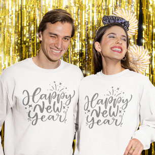 Moletom Feliz ano novo de Script Glitter Silver
