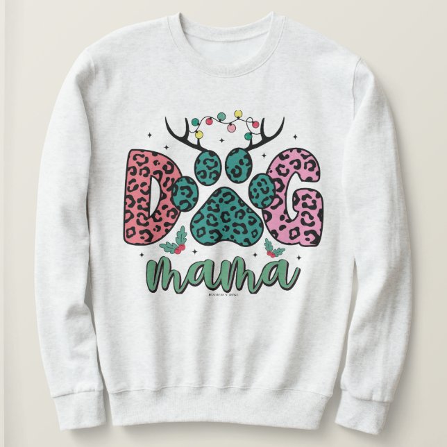 Moletom Feliz Cachorro de Natal Mama Sweatshirt (Frente do Design)