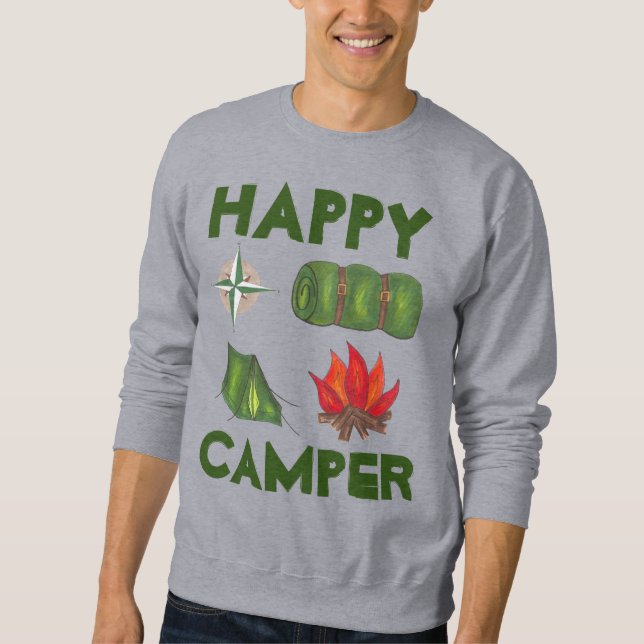 Moletom Feliz Camper Camper Camper Entusiasta Tent Compass (Frente)