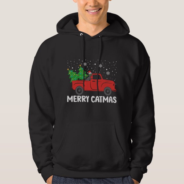 Moletom Feliz Catmas Black Cat e Christmas Tree Red Truth (Frente)