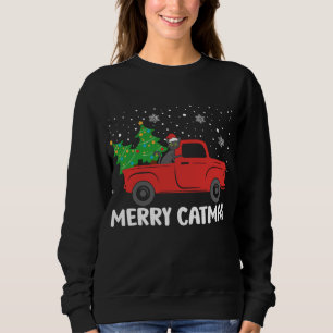 Moletom Feliz Catmas Black Cat e Christmas Tree Red Truth