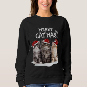 Moletom Feliz Catmas Papais noeis de árvores de Natal Kitt