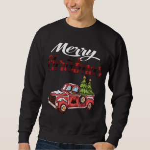 Moletom Feliz Christma Tree Truck Xadrez Vintage Xmas Wago