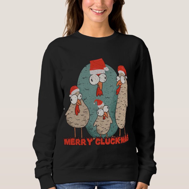 Moletom Feliz Cluckmas - Galinhas de Natal Loucas (Frente)