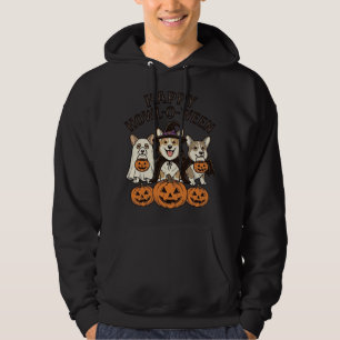 Moletom Feliz Como-O-Queremos Corgi Dia das Bruxas Cachorr
