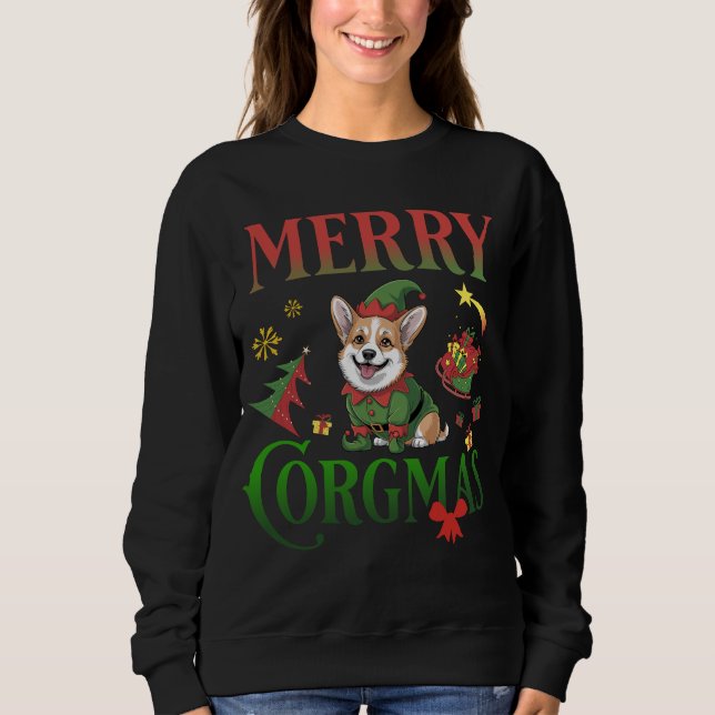 Moletom Feliz Corgmas Natal Cachorro Cachorro Cachorro Pet (Frente)